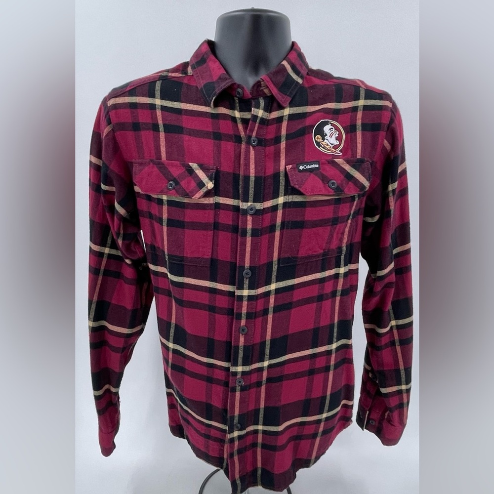 Columbia FSU Seminoles Flare Gun Flannel Plaid Long Sleeve Shirt Mens Size Small